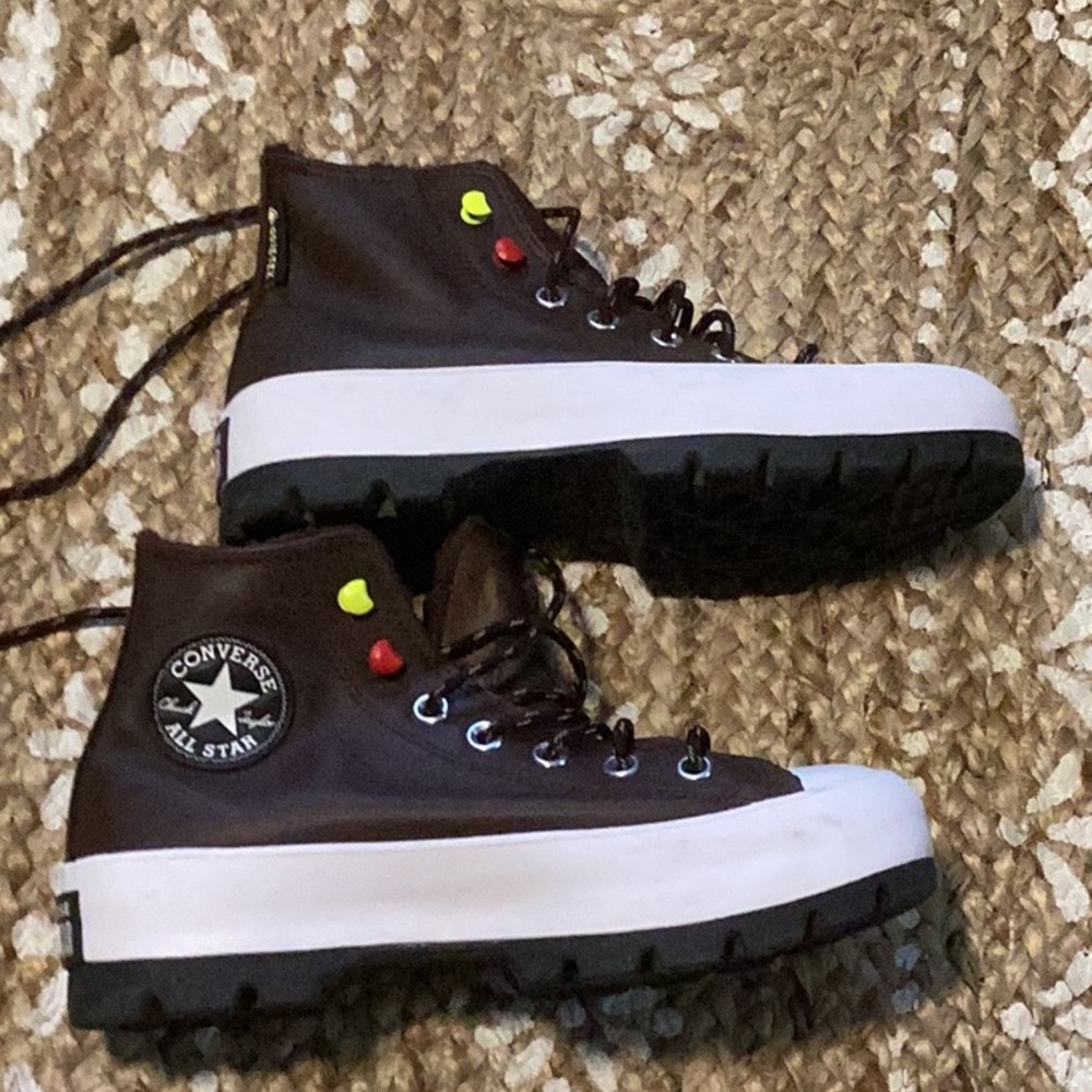 Converse High-Top Sneakers in Brown and White